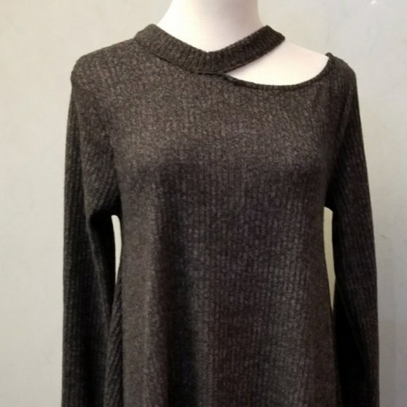 NWT Cotton Emporium sweater open neckline gray mini A-line dress size S (299) - Picture 11 of 12